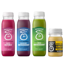Innocent smoothie flesje à 300 gram,
gember shot flesje à 80 ml